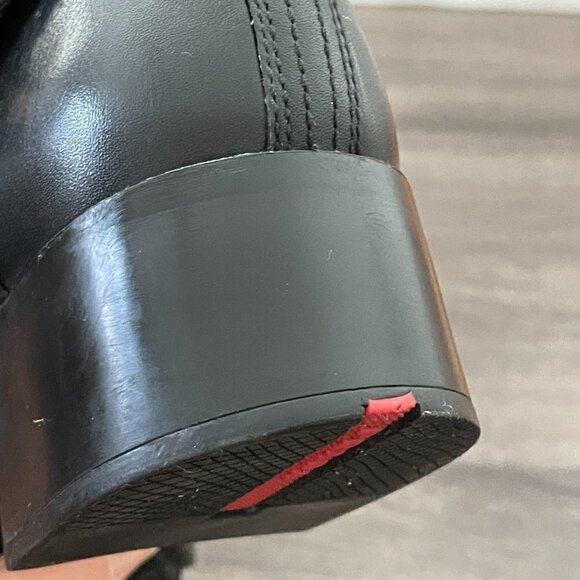 Prada Black Leather Tall Pull On Riding Moto Boot 2000's New Dead Stock 38.5/8.5 - Picture 9 of 11